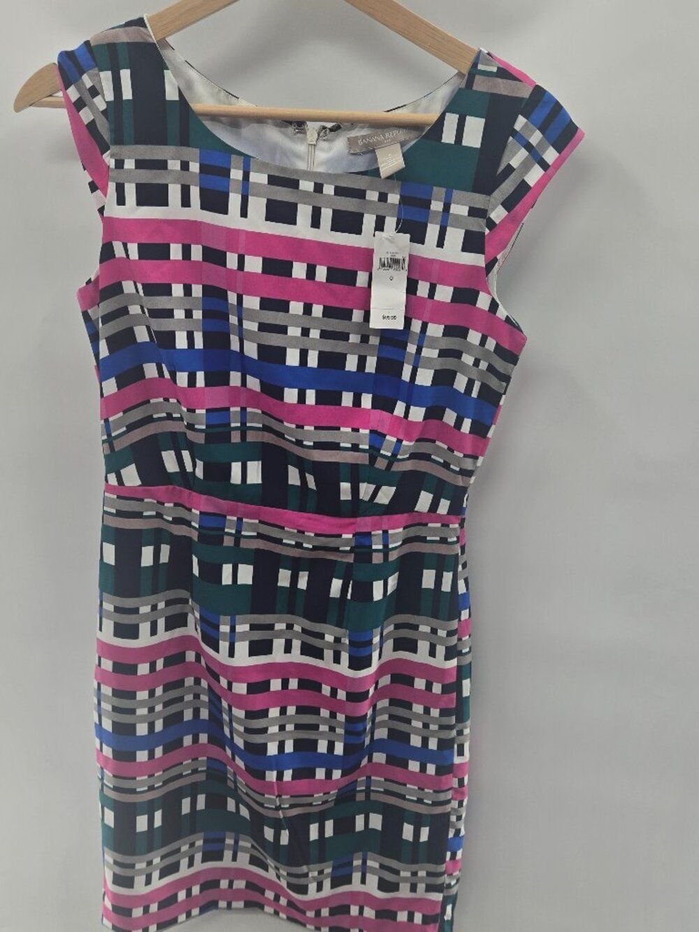 Banana Republic Factory Plaid Sheath Cap Sleeve Mini Dress Size 0